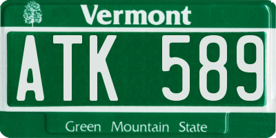VT license plate ATK589