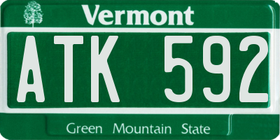VT license plate ATK592