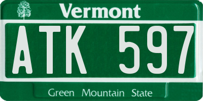 VT license plate ATK597
