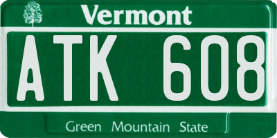 VT license plate ATK608