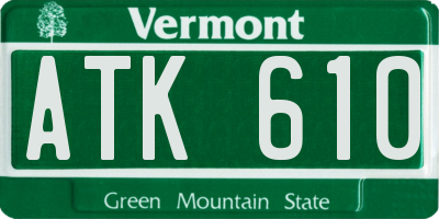 VT license plate ATK610