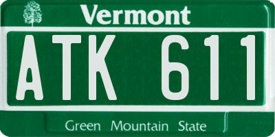 VT license plate ATK611