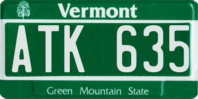 VT license plate ATK635