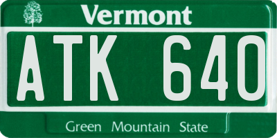 VT license plate ATK640