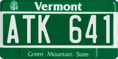VT license plate ATK641