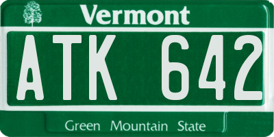 VT license plate ATK642