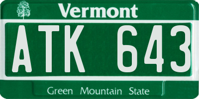 VT license plate ATK643