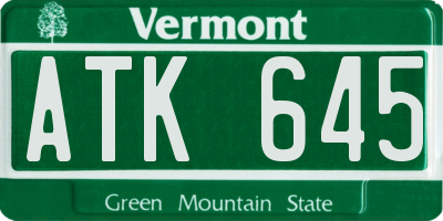 VT license plate ATK645