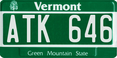 VT license plate ATK646