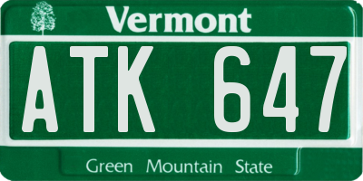 VT license plate ATK647