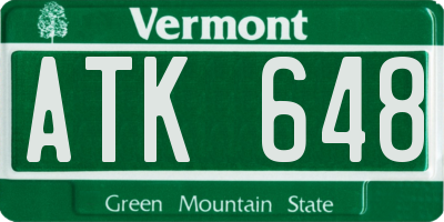 VT license plate ATK648