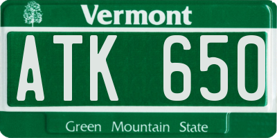 VT license plate ATK650
