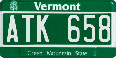 VT license plate ATK658