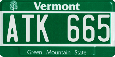VT license plate ATK665