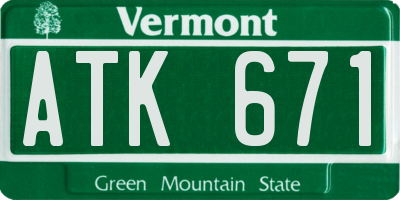 VT license plate ATK671