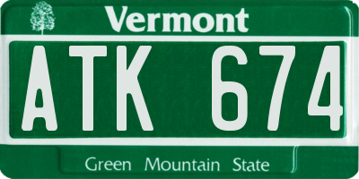 VT license plate ATK674