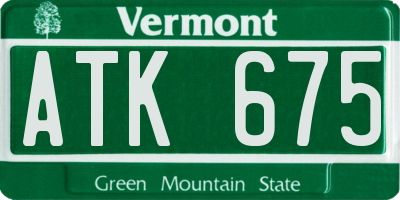 VT license plate ATK675