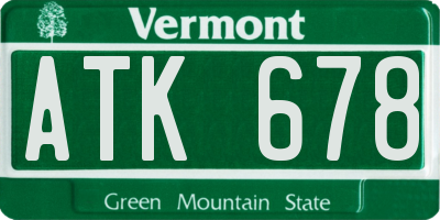 VT license plate ATK678