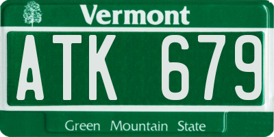VT license plate ATK679