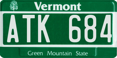VT license plate ATK684