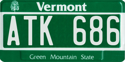 VT license plate ATK686