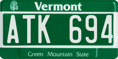VT license plate ATK694