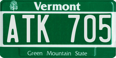 VT license plate ATK705