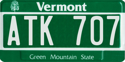 VT license plate ATK707
