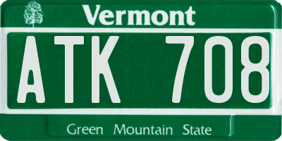 VT license plate ATK708