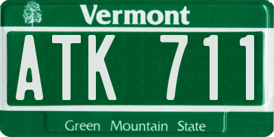 VT license plate ATK711