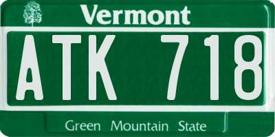 VT license plate ATK718