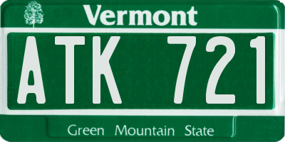 VT license plate ATK721