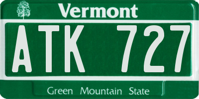 VT license plate ATK727