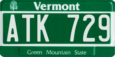 VT license plate ATK729