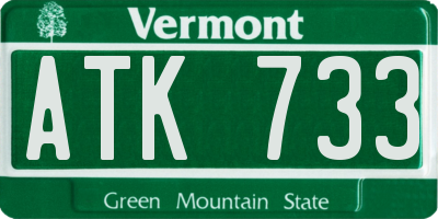 VT license plate ATK733
