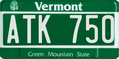 VT license plate ATK750