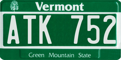 VT license plate ATK752