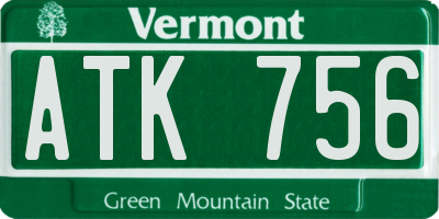 VT license plate ATK756