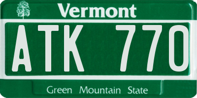 VT license plate ATK770