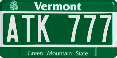 VT license plate ATK777