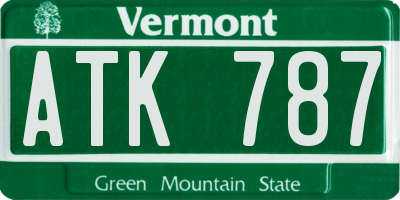 VT license plate ATK787