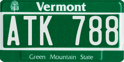 VT license plate ATK788