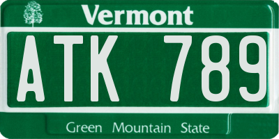 VT license plate ATK789