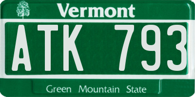 VT license plate ATK793