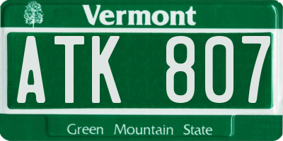 VT license plate ATK807