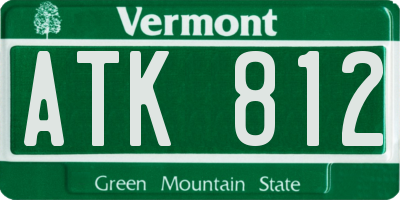VT license plate ATK812