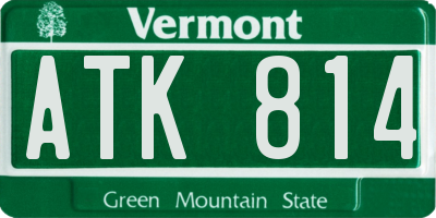 VT license plate ATK814