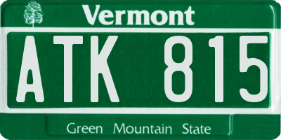 VT license plate ATK815