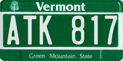 VT license plate ATK817