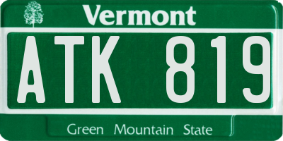 VT license plate ATK819